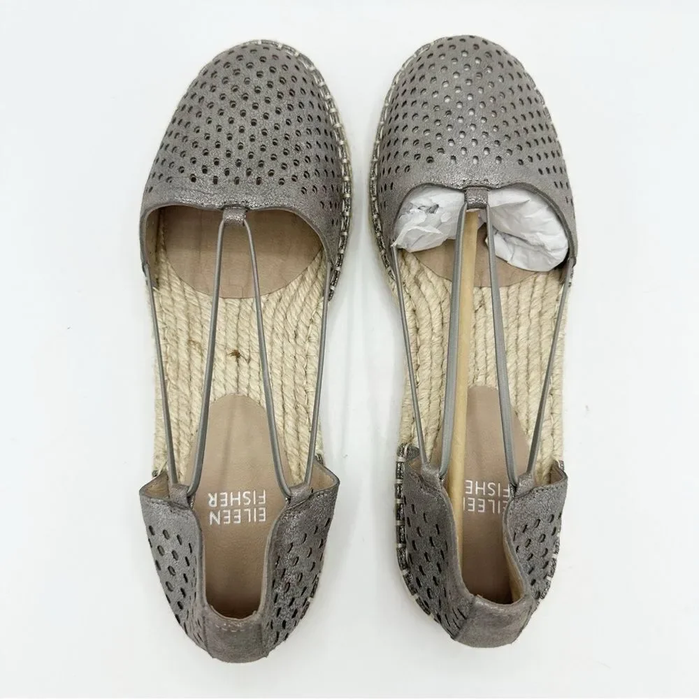 Eileen Fisher Metallic Mica Lee 2‎ D’Orsay Espadrille Flat Sandal Shoe 9.5